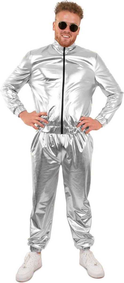 Glitter & Glamour Kostuum | Trainingspak Zilver Space Attack Heren | Man | Extra Small | Carnaval kostuum | Verkleedkleding